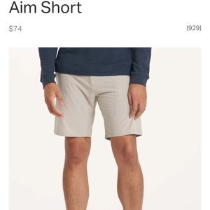 Vuori Aim shorts. Size 33. Khaki. NWT. Smoke-free home.